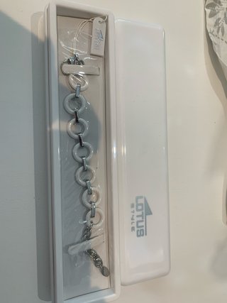 Pulsera LOTUS Mujer Aros Blancos y Plata // NUEVA