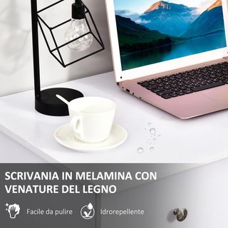 Escritorio para PC para Habitación y Oficina con Cajonera y Estantes de Almacenamiento en Madera 120X49X72Cm Blanco