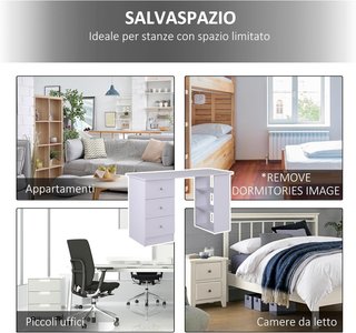 Escritorio para PC para Habitación y Oficina con Cajonera y Estantes de Almacenamiento en Madera 120X49X72Cm Blanco