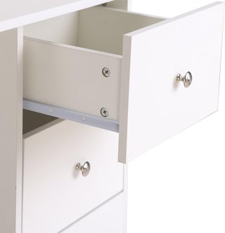 Escritorio para PC para Habitación y Oficina con Cajonera y Estantes de Almacenamiento en Madera 120X49X72Cm Blanco