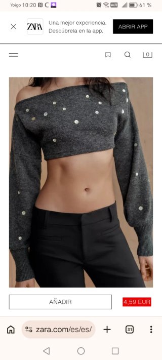 Top crop Zara gris botones S