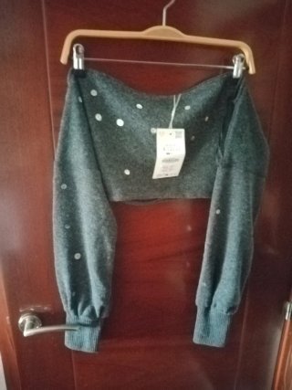 Top crop Zara gris botones S