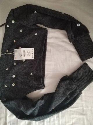 Top crop Zara gris botones S