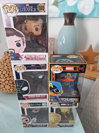 Funko Pop Doctor Strange, Spider-Man, Capitán Amér