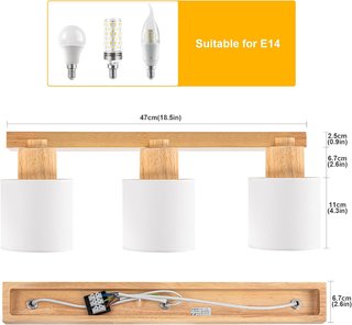 Lámpara Techo/Pared 3 Focos Madera Orientable