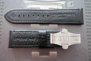 Correa Piel Negra para Panerai 24mm con Deployante