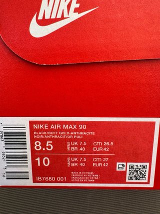 Nike Air Max 90 Black/Buff Gold IB7680-001 T. 42.5