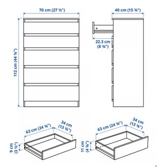 Cómoda 6 cajones Ikea oscura