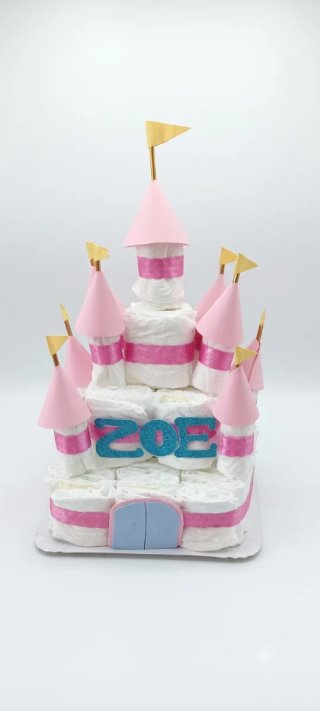 Tarta de pañales castillo princesa