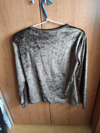 Camiseta terciopelo manga larga marrón/gris