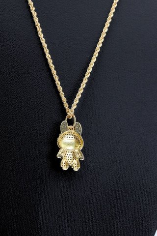 COLGANTE LABUBU CIRCONITAS AZUL. Oro 18k.
