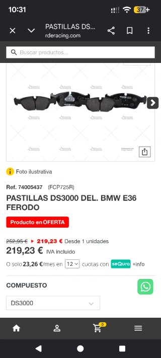 Pastillas Ferodo DS3000 BMW E36 Nuevas