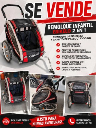 Remolque Infantil Ebikelo 2 en 1