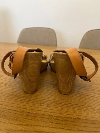Sandalias tacón glitter madera T37