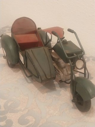 Motocicleta Decoración con Sidecar Metálico