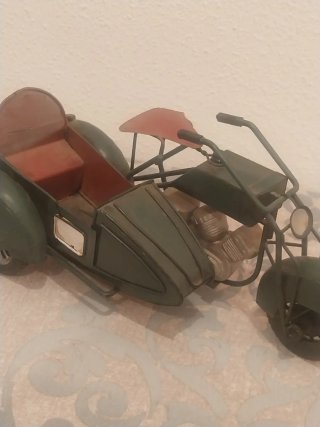 Motocicleta Decoración con Sidecar Metálico