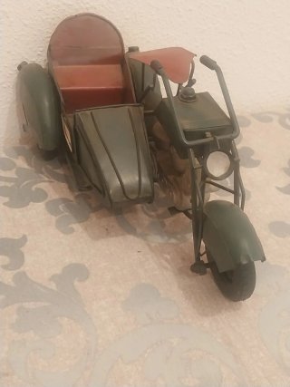 Motocicleta Decoración con Sidecar Metálico