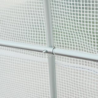 Invernadero para Huerto Con 6 Ventanas y Puerta Enrollable, Invernadero de Jardín en Forma de Túnel, Invernadero para Plantas Con Estructura de Metal y Tela de Polietileno, 4.5X2X2M, Blanco