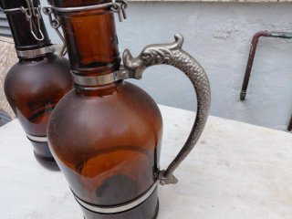 Botellas de cristal ámbar con asa cierre hermetico