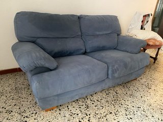 Sofá 2 plazas azul/gris