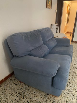 Sofá 2 plazas azul/gris
