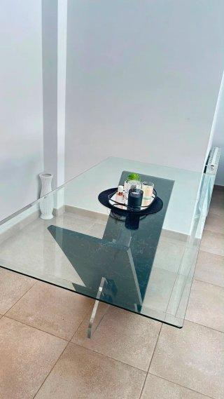 Mesa de comedor cristal y mármol