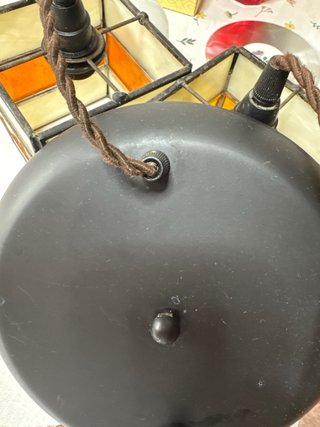 Lámpara colgante de cristal naranja y blanco