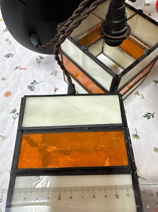 Lámpara colgante de cristal naranja y blanco