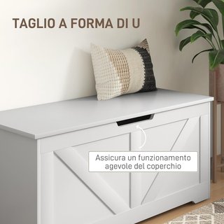 Banca de Madera con Cierres de Seguridad, Banco Contenedor Baúl para Juguetes Capacidad 127L para Entrada y Habitación, 100X40X45 Cm, Blanco
