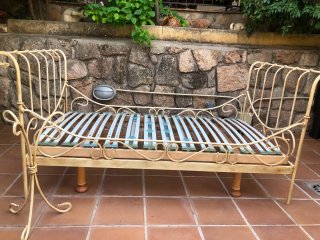 Cama forja estilo romántico blanco viejo