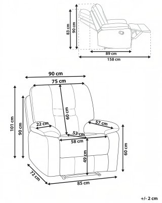 Sillón reclinable BERGEN Tela Gris. Marca Beliani