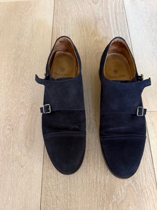 Zapatos Monk Strap Ante Azul Massimo Dutti