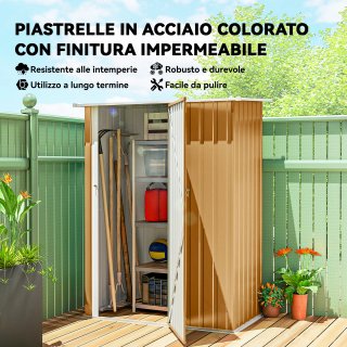 Capanno Porta Attrezzi in Metallo Giallo 142x86 cm
