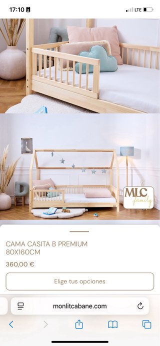 Cama madera Montessori y cama casita Montessori