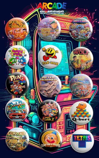 PACK CHAPAS ARCADES DE LOS 80 (VOL 1)