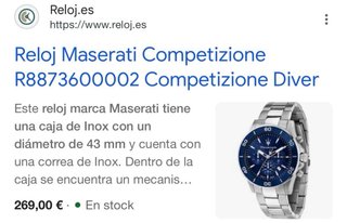 Reloj Maserati Hombre Nuevo Original Azul/Plata