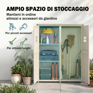 Casetta da Giardino Legno con Porta Doppia Mensole