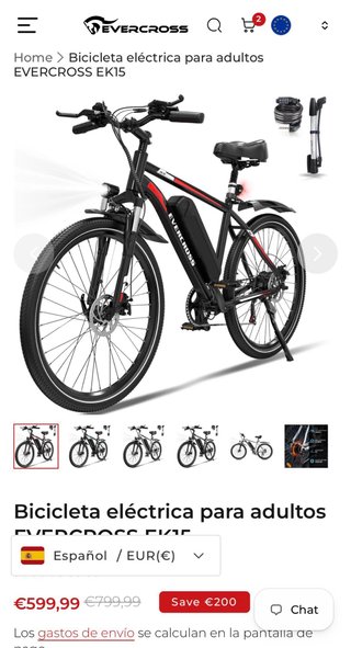 Bicicleta Eléctrica MTB Evercross EK15