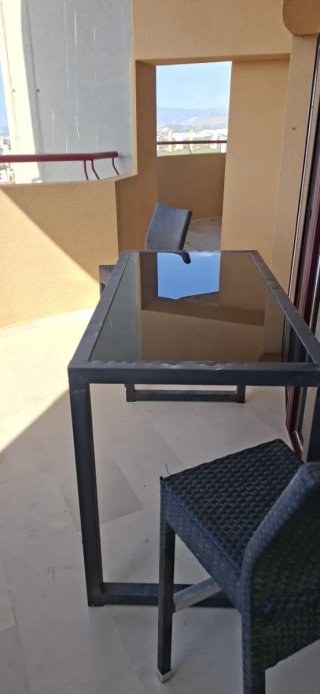 Mesa cristal y 2 sillas terraza