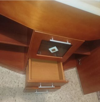 Mueble de baño madera y cristal