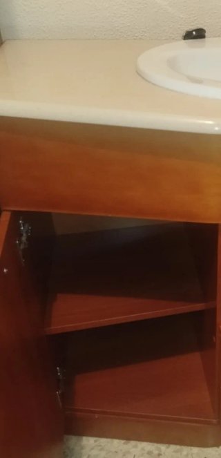 Mueble de baño madera y cristal