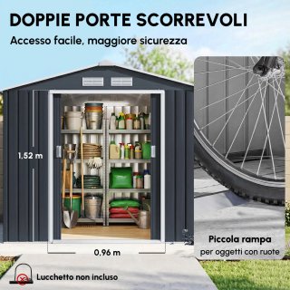 Casetta Giardino in Lamiera con Porte Scorrevoli