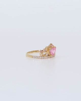ANILLO CORONA CON CIRCONITAS ROSA. Oro 18k