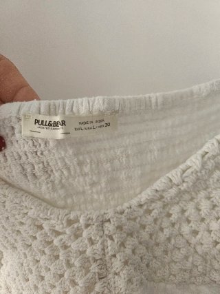 Top Pull&Bear crochet volantes blanco T.M