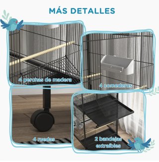 Jaula Pájaros 2 Pisos Convertible