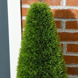 Set de 2 Plantas Artificiales para Interiores, Ciprés Falso, Macetas Ø12X16 Cm, Musgo y Cemento, Plantas Artificiales Realistas de 90 Cm en PE y Plástico, Verde y Blanco