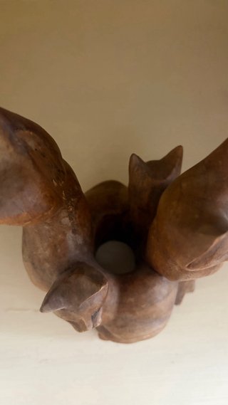 Porta candele gatti in legno