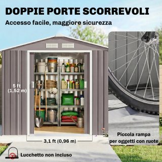 Casetta in Lamiera Grigia con Porte Scorrevoli