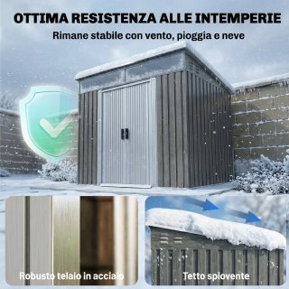 Casetta da Giardino Acciaio con Porte Scorrevoli