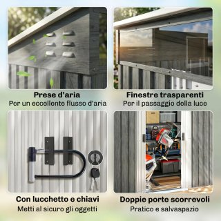 Casetta da Giardino Acciaio con Porte Scorrevoli